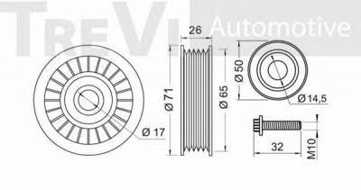 TREVI AUTOMOTIVE ta1767 -  Натяжной ролик, поликлиновой  ремень